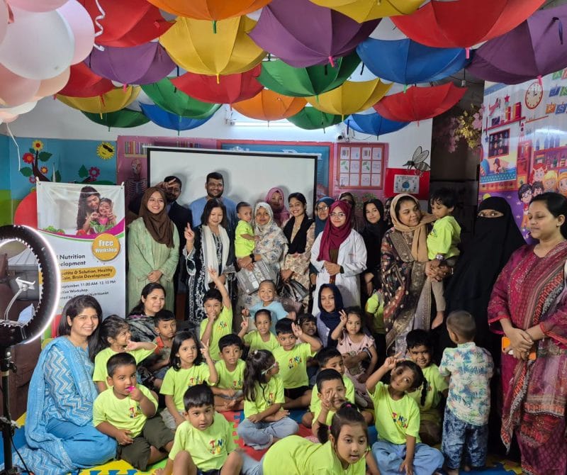 group photo featuring nutritionists, children and parents participated in the SPED and tiny den's joint child nutrition workshop on 22th September, 2026